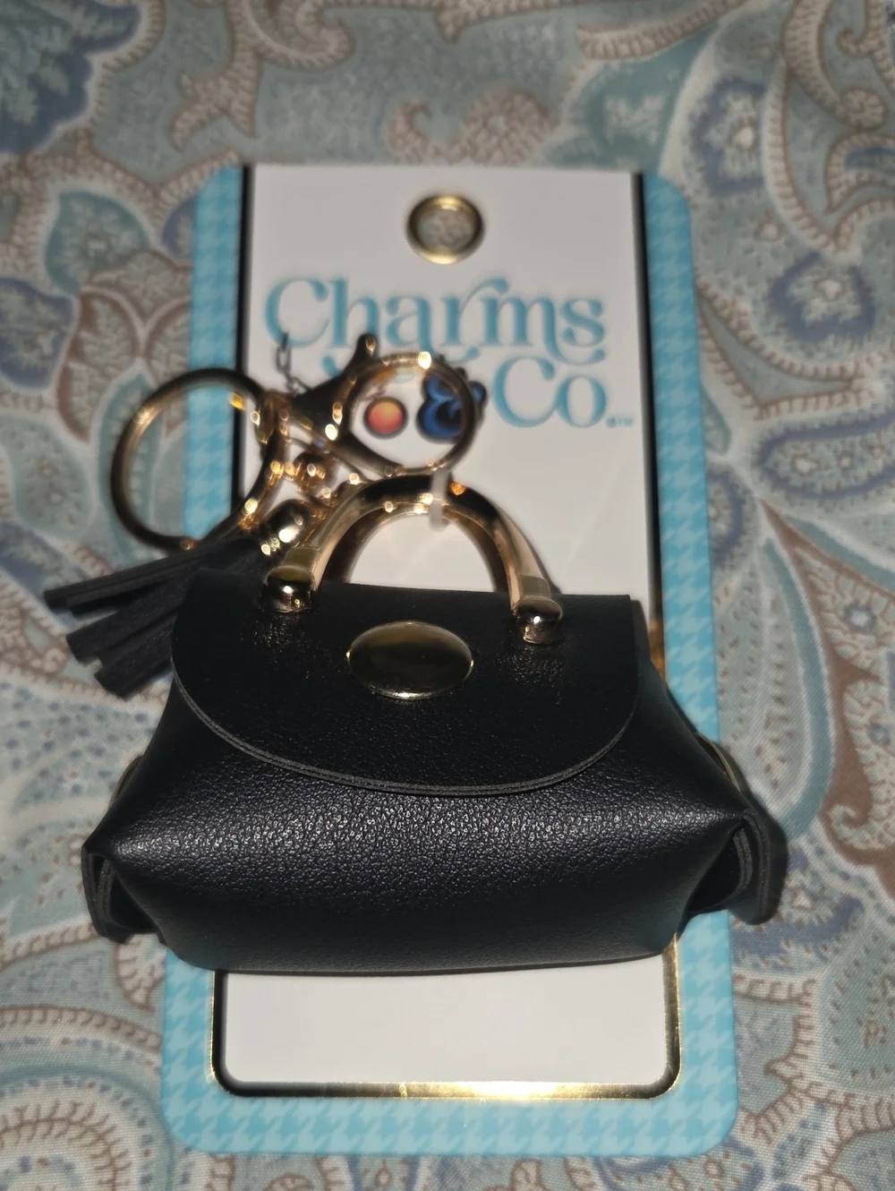 Black Mini Handbag Keychain/purse Charm with Gold Hardware